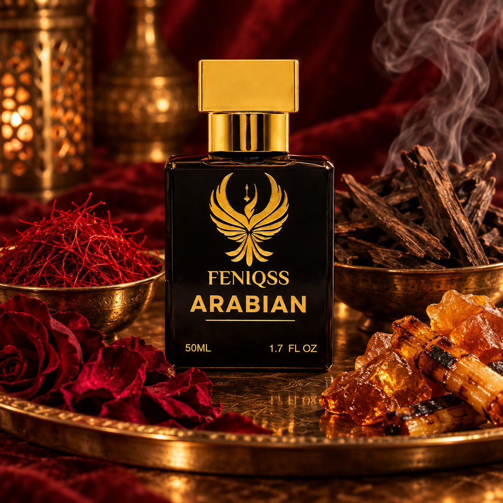 FENIQSS ARABIAN doftnoter: saffran, ros, oud, bärnsten, bränt sockerrör