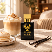 FENIQSS AURA bredvid en vaniljlatte