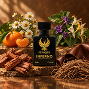 FENIQSS INFERNO doftnoter: kamomill, mandarin, violblad, sandelträ, läder, vetiver