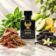 FENIQSS ZEUS doftnoter: mynta, grönt äpple, citron, tonkaböna, vanilj, cederträ