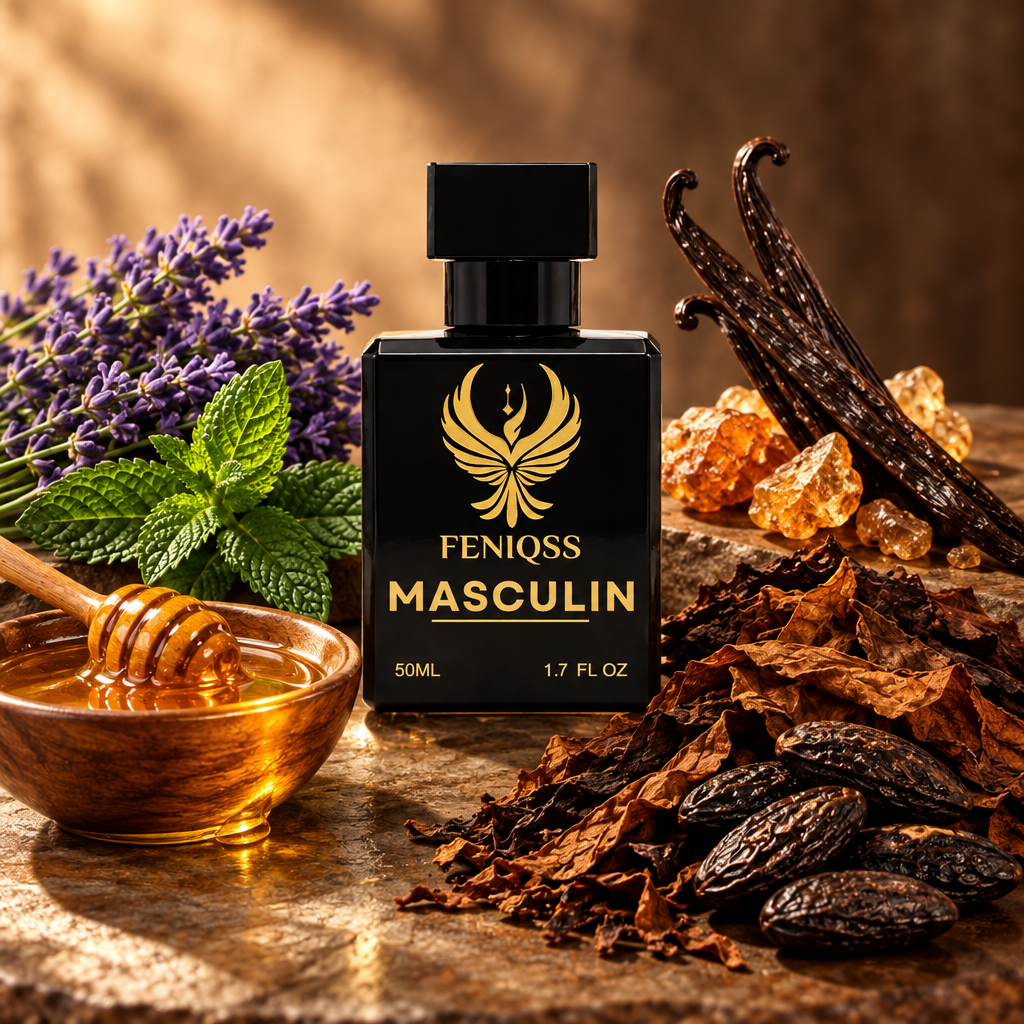 FENIQSS MASCULIN doftnoter: lavendel, mynta, vanilj, honung, tonkaböna, tobak