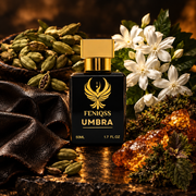 FENIQSS UMBRA doftnoter: kardemumma, läder, jasmin, bärnsten, patchouli, ekmossa