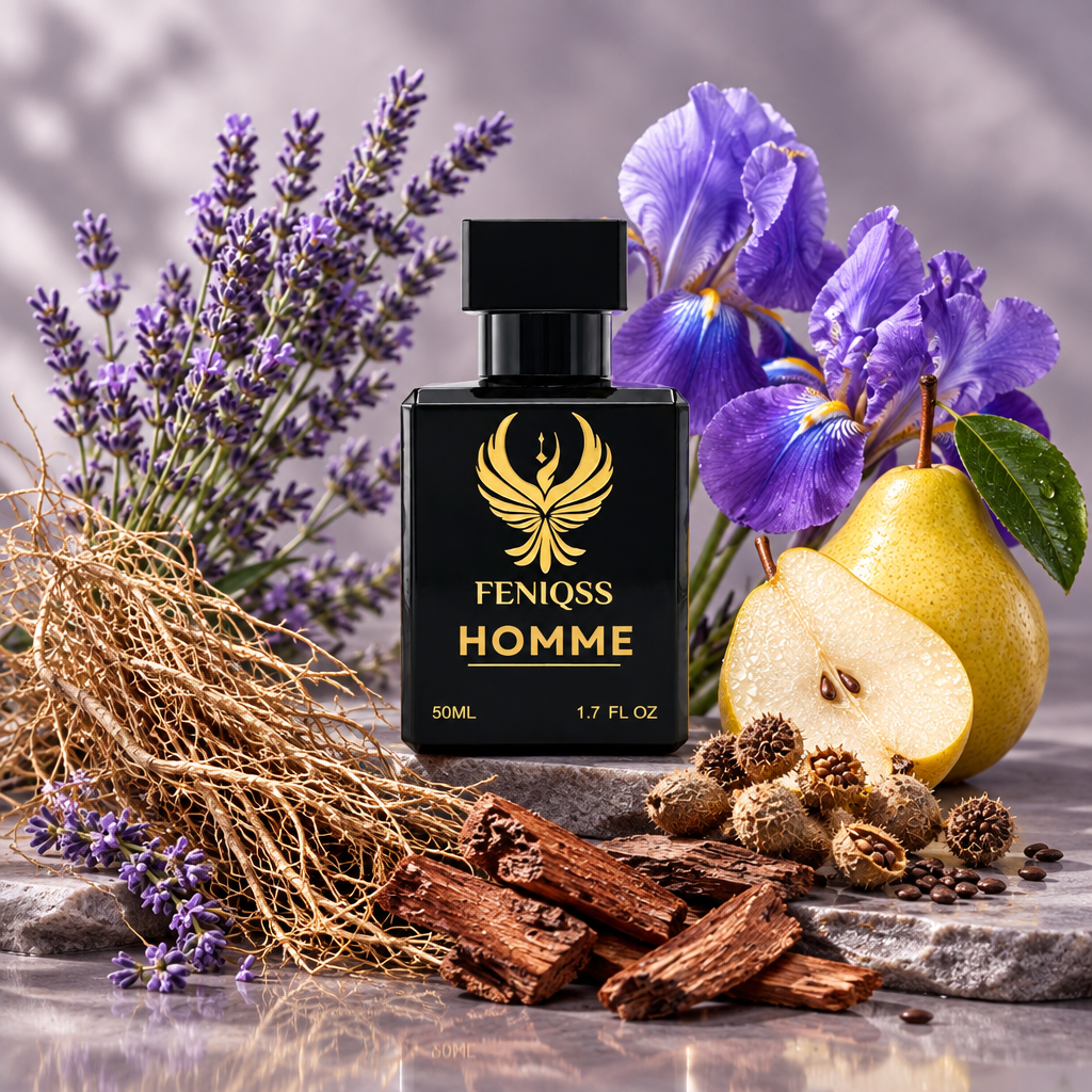 FENIQSS HOMME doftnoter: lavendel, iris, ambrette, päron, cederträ, vetiver
