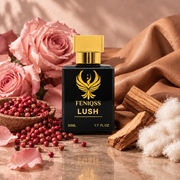 FENIQSS LUSH doftnoter: rosa peppar, ros, läder, mysk, sandelträ