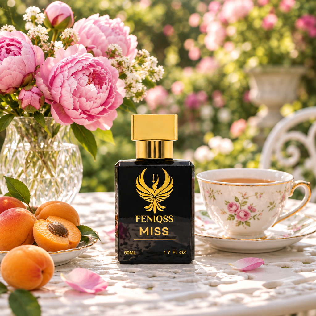 FENIQSS MISS vid ett tebord i trädgården