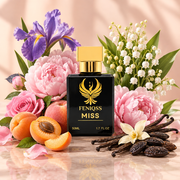FENIQSS MISS doftnoter: iris, pion, liljekonvalj, ros, aprikos, persika, vanilj, tonkaböna