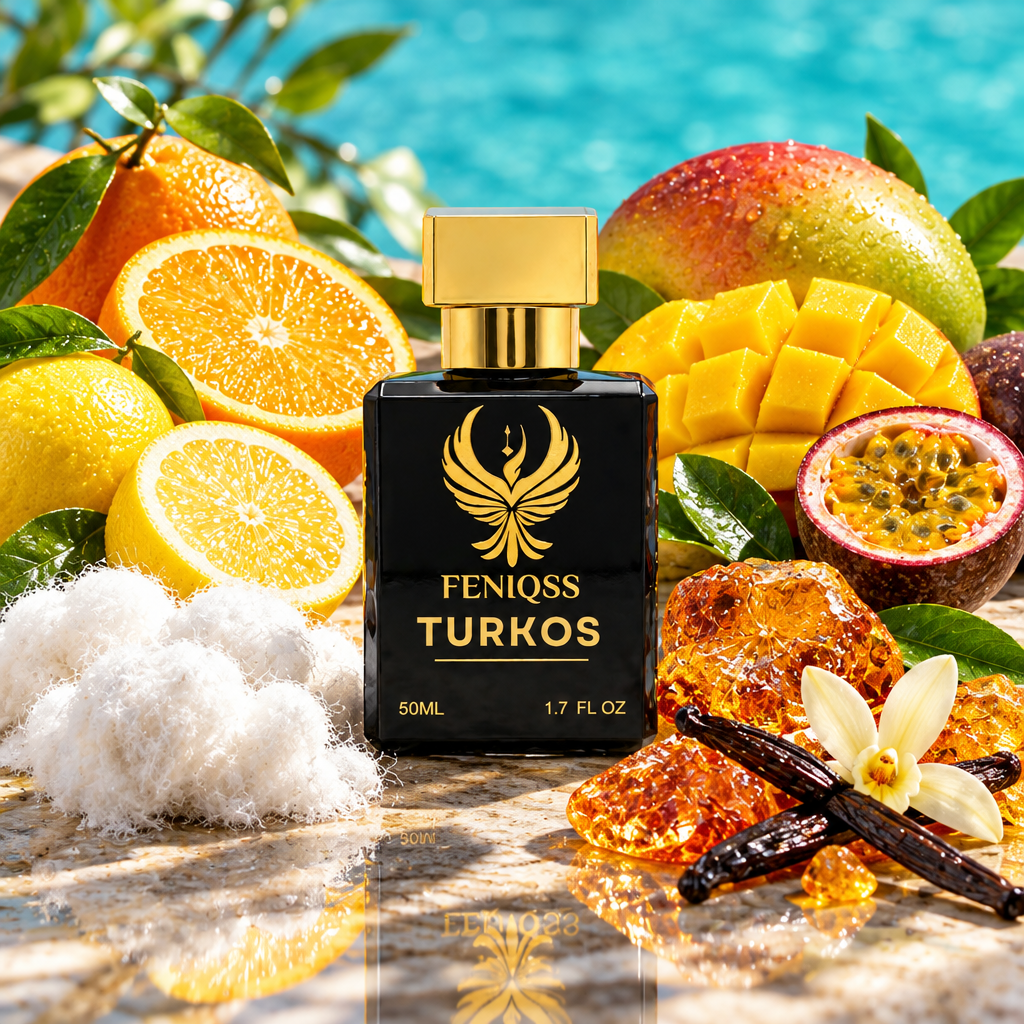 FENIQSS TURKOS doftnoter: apelsin, citron, exotiska frukter, vit mysk, bärnsten, vanilj