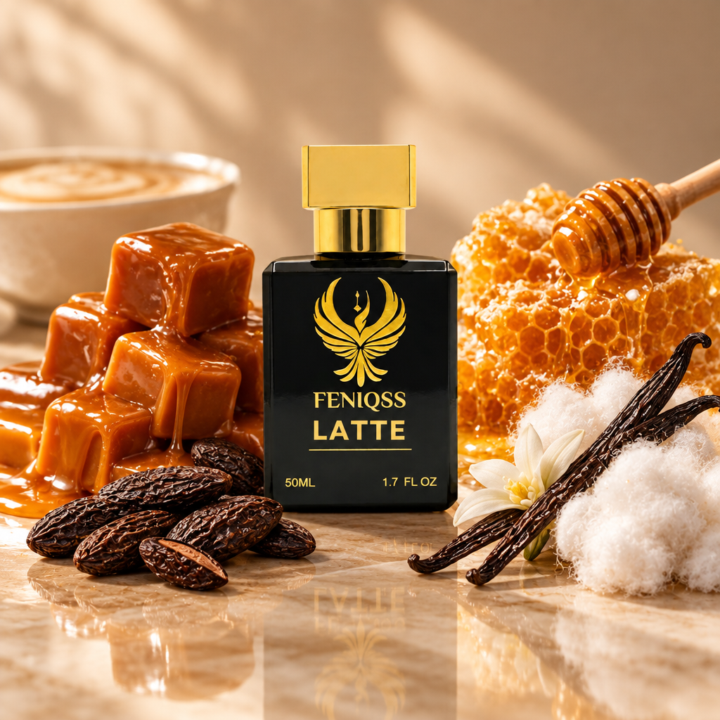 FENIQSS LATTE doftnoter: karamell, kumarin, honung, vanilj, vit mysk