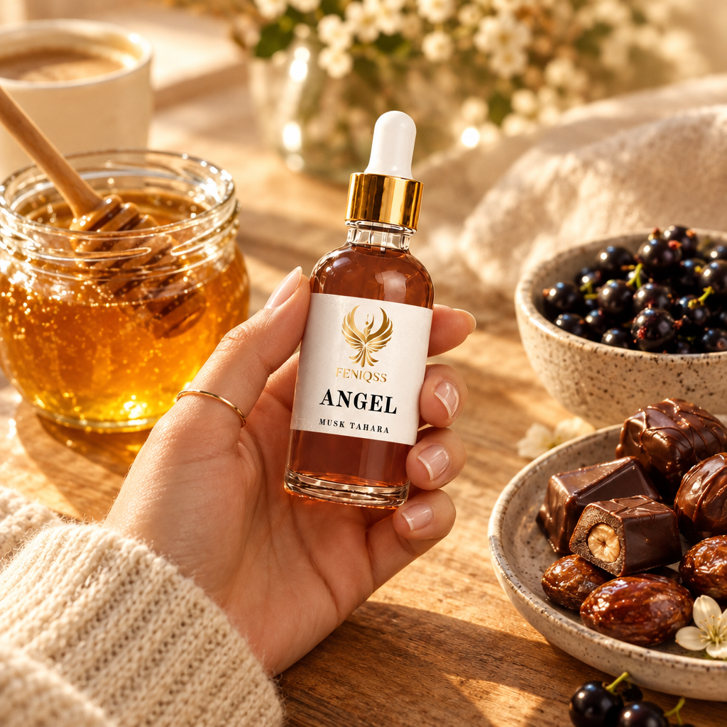 FENIQSS MUSK ANGEL vid frukostbordet med honung och pralin
