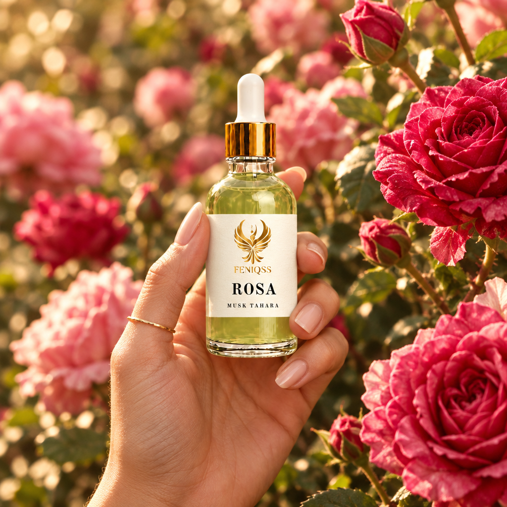 FENIQSS MUSK ROSA i en rosenträdgård