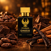 FENIQSS CHOCO närbild med mörk choklad och kakaobönor